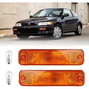 USR DEPO 88-89 CRX Corner Lights - Front Cornering Parking Turn Signal Lamp Set (Left + Right) Compatible with 1988-1989 Honda CR-X DX HF Si (All Clear Lens)