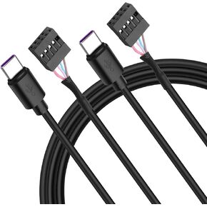 MEIRIYFA USB 2.0 9Pin 10Pin Header to USB C Adapter Cable,IDC 10Pin Motherboard Serial Female to USB 3.1 Type C Male 24AWG Extender Converter Cable -50CM (2PCS)