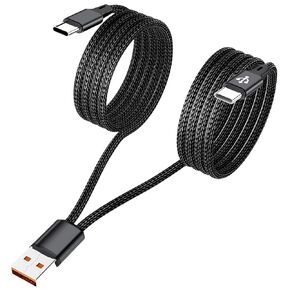 Upgrade Dual USB-C Charging Cables, 2-Pack 4 ft, 2-in-1 USB A to USB C Cable, Multi Charging for iPhone 15/15 Pro/15 Pro Max/15 Plus, iPad Pro/Air/Mini, Samsung S24/S23/S22/S21, Tab S9, Google, Tablet