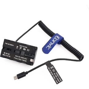 Eonvic Camera Replacement Power Supply Cable USB Type C to NP-F970 Power Cable Dummy Battery Power Cord for Sony NP-F batteries