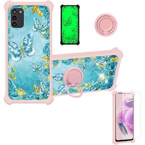 jioeuinly Nokia C300 Phone Case N155dl Case Compatible with Nokia C300 Phone Case Cover [with Tempered Glass Screen Protector][Hard PC + Soft Silicone][Gold Glitter+Luminous] JSF-YHD