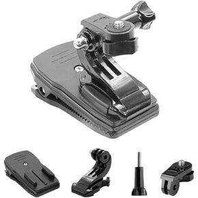 momerch Backpack Shoulder Strap Mount 360 Bag Clip Holder Attach with Quick Release Tripod Adapter Base Compatible with Go Pro Hero 12 11 10 9 8 7 6 and More (Black)