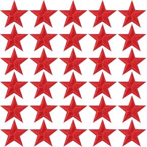 PAGOW 30 Pcs Gold Star Iron on Patch, 1 Inch Sew on Star Embroidered Patches, Iron on Patches Embellishments for Clothes, Hats, Jackets, Backpacks, Star Decor, Appliques Decoration (Gold, 1")