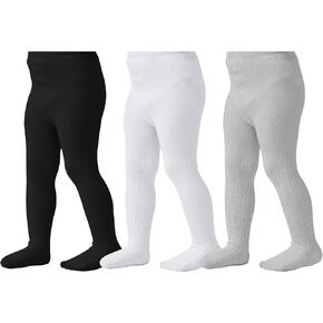 Zando Baby Girl Tights Toddler Cable Knit Tights Cotton Leggings Stockings for Little Girls Pantyhose 3 Pack 0-4T