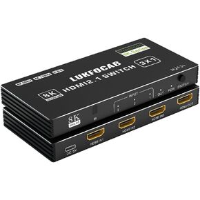HDMI 2.1 Switch 5 in 1 Out, 5 Ports 4K@120Hz HDMI Switcher Selector Box with Remote, 8K 60Hz HDMI Switch, Support HDR 10+, HDCP 2.3, 3D, for Roku, PS5, Xbox Series X/S, Tv Box, NS, Laptop
