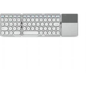 Portable Mini Foldable Bluetooth Keyboard with Touchpad, Retro Circular 64-Key Rechargeable, for Android, for iOS, for Windows, PC, Tablet (Black)
