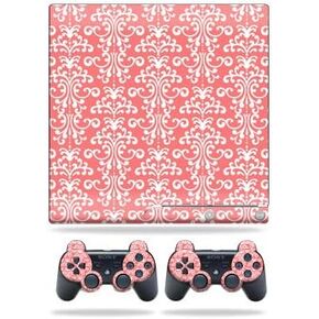 MightySkins Skin Compatible with Sony Playstation 3 Slim Console wrap Sticker Skins Coral Damask