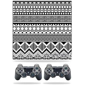 MightySkins Skin Compatible with Sony Playstation 3 Slim Console wrap Sticker Skins Black Aztec