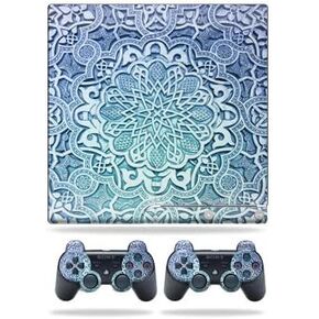 MightySkins Skin Compatible with Sony Playstation 3 Slim Console wrap Sticker Skins Carved Blue