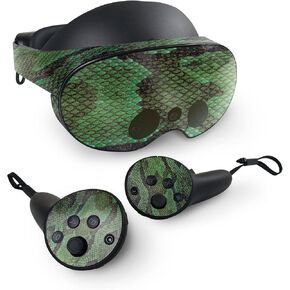 MightySkins Glossy Glitter Skin Compatible with Meta Quest Pro - Green Serpent | Protective, Durable High-Gloss Glitter Finish | Easy to Apply, Remove, and Change Styles | Made in The USA