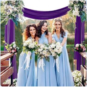 Wedding Arch Draping Fabric Purple 1 Panel 20FT Chiffon Fabric Drapes for Wedding Reception Decor Chiffon Sheer Backdrop Curtains for Wedding Swag Tulle Ceiling Drapery for Ceremony Party