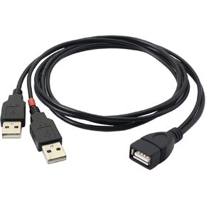 PNGKNYOCN 3.2 Feet USB Splitter Cable, USB 2.0A Female to Dual USB A Male Y Hub Adapter Cable YOUCHENG for Computers and Mobile Phones Etc. Only One Port for Data Transmission