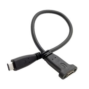 CY USB C to C Cable USB 3.1 Type C Male to Female Data Extension Cable with Panel Mount Screw Hole