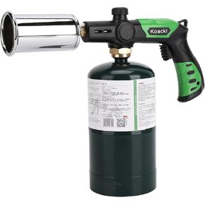 Propane Torch Head with Igniter, Charcoal Torch Lighter, Adjustable Wood Torch Burner, Kitchen Torch for Cooking, Grill Torch, Green(Propane Tank Not Included)