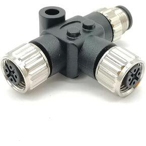 M12 T Connector 5 Pin Male to Female A Code Unshiled Adapter Waterproof Female to Male 5 Pin M12 Waterproof Connector