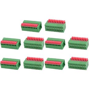 uxcell 10pcs KF141V 150V 2A 2.54mm Pitch 10P Green Spring Terminal Block for PCB Mounting
