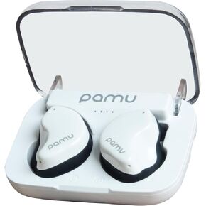 pamu Fit Half-in-Ear Wireless Earbuds Bluetooth 5.3 Headphones with AI & Active Noise Cancelling, Dual Microphones, Super Bass Stereo Earphones Headset, Over 24h Playtime, Waterproof Earbuds White