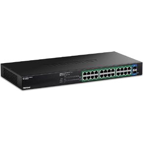 TRENDnet 26-Port Gigabit EdgeSmart PoE+ Switch, TPE-TG262ES, 380W PoE Power Budget, 24 x Gigabit PoE+ Ports, 2 x Gigabit SFP Ports, Managed Network Ethernet Switch, Lifetime Protection, Black