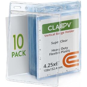 Claev Fast Seal Vertical 4x6 Passport & Card Holders (4x6 Extra Large (XXL), 100 Pack), Clear Waterproof ID Plastic Name Card Badge Holders for Travel, Conferences, Conventions