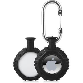 Airtag Holder, Military Grade Superhard Protective Material Case Compatible with Apple Air Tag Keychain Holder with Key ring [Lightweight] [Fit Tightly] for Wallet, Dog Collar, Kids, Keys - Black