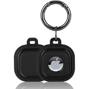 Airtag Holder, Military Grade Superhard Protective Material Case Compatible with Apple Air Tag Keychain Holder with Key ring [Lightweight] [Fit Tightly] for Wallet, Dog Collar, Kids, Keys - Black