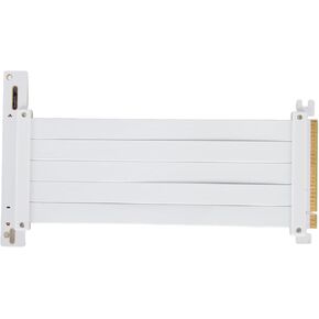 PCIE 4.0 16x Shielded Riser Cable with 90 Degree Socket, GPU Extension Card for RTX 40 and RX 7000 Series, 128Gbps Transfer Rate (20cm) (White)