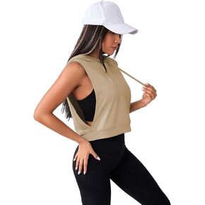 SweatyRocks المرأة بلا أكمام تجريب الأعلى الصالة الرياضية أكتيفيوير قطع علوية بدون أكمام قميص مفتوح الجانب للتمرين الرياضي الخفيف الكاكي صغير