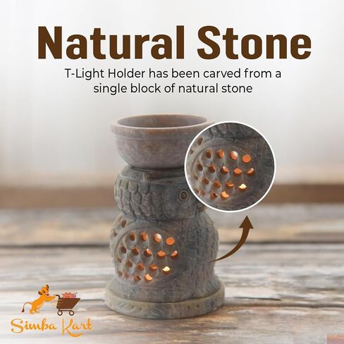 SimbaKart Handcrafted Stylish T-Light Candle Holder, Glass Candle Holder, Handmade T-Light Holder for Bedroom, Office, Living Room, Dining Table, Spa, Reiki, Set of 2 in Saudi Arabia