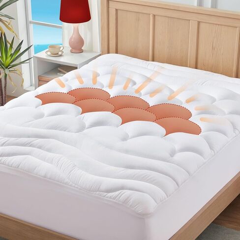 مرتبة علوية Twin XL College Dorm، وسادة مرتبة تبريد مزدوجة طويلة جدًا، غطاء واقي مرتبة مبطن سميك قابل للغسل، جيب عميق 8-21 بوصة، 39x80 بوصة، أبيض in Saudi Arabia