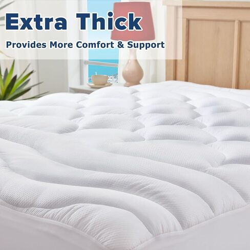 مرتبة علوية Twin XL College Dorm، وسادة مرتبة تبريد مزدوجة طويلة جدًا، غطاء واقي مرتبة مبطن سميك قابل للغسل، جيب عميق 8-21 بوصة، 39x80 بوصة، أبيض in Saudi Arabia