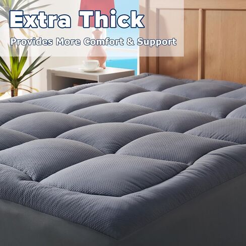 مرتبة علوية Twin XL College Dorm، وسادة مرتبة تبريد مزدوجة طويلة جدًا، غطاء واقي مرتبة مبطن سميك قابل للغسل، جيب عميق 8-21 بوصة، 39x80 بوصة، أبيض in Saudi Arabia