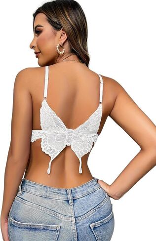 Women's Floral Lace Bow Butterfly Bralette Bra in Saudi Arabia