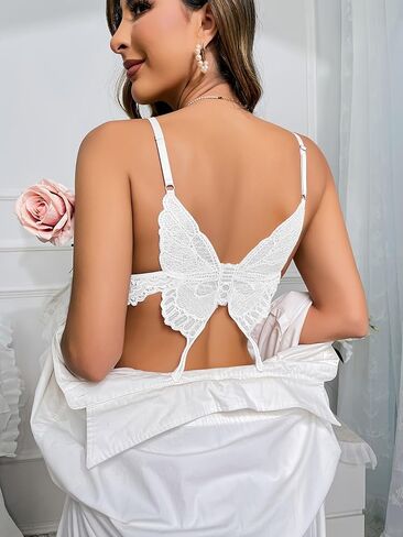 Women's Floral Lace Bow Butterfly Bralette Bra in Saudi Arabia