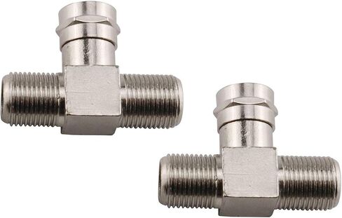 E-outstanding 2-Pack Zinc Alloy Male to Dual Female 3 Way Splitter Adapter Male to 2 Female Coaxial Cable Connector F-Type Connector in Saudi Arabia
