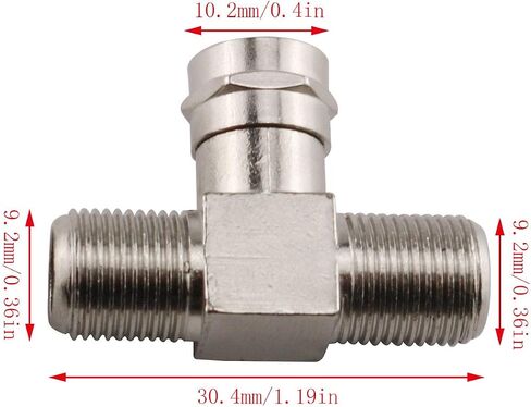 E-outstanding 2-Pack Zinc Alloy Male to Dual Female 3 Way Splitter Adapter Male to 2 Female Coaxial Cable Connector F-Type Connector in Saudi Arabia