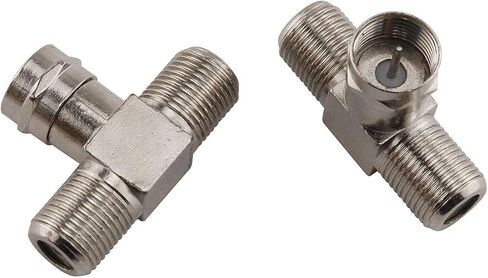 E-outstanding 2-Pack Zinc Alloy Male to Dual Female 3 Way Splitter Adapter Male to 2 Female Coaxial Cable Connector F-Type Connector in Saudi Arabia