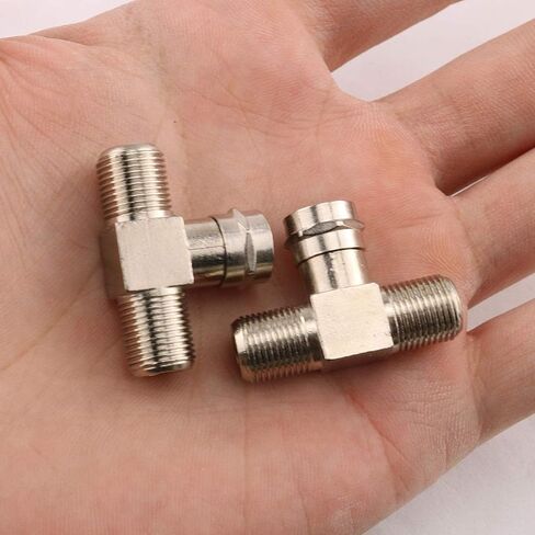 E-outstanding 2-Pack Zinc Alloy Male to Dual Female 3 Way Splitter Adapter Male to 2 Female Coaxial Cable Connector F-Type Connector in Saudi Arabia