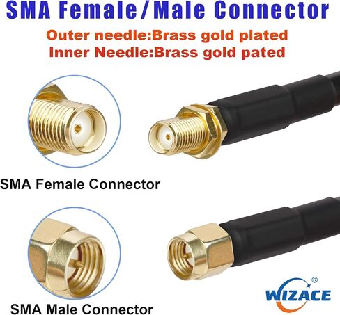 WIZACE 10ft SMA Female to SMA Male Pure Copper Low Loss Cable, S-MR240 Extension Coaxial - Antenna Lead Extender for 3G/4G/5G/6G/LTE/ADS-B/Ham/GPS/WiFi/RF Radio Use (50 Ohm Not for TV) in Saudi Arabia