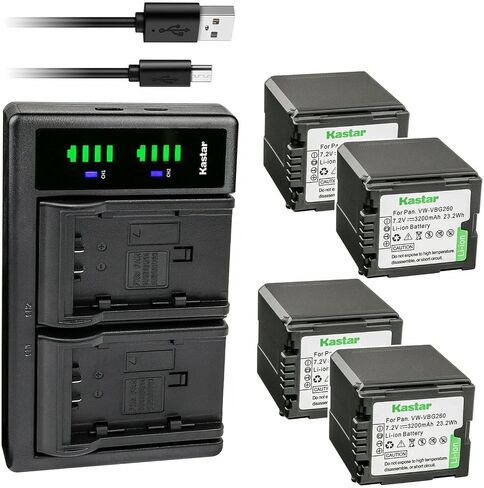 Kastar 4-Pack VW-VBG260 Battery and LTD2 USB Charger Replacement for Panasonic SDR-H90K, SDR-H90P, SDR-H90PC, SDR-H79, SDR-H79K, VDR-D50, VDR-D51, VDR-D210, VDR-D220, VDR-D230 Camera in Saudi Arabia