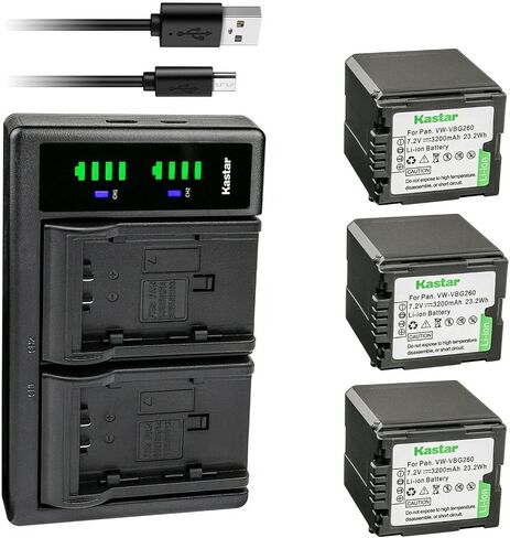 Kastar 4-Pack VW-VBG260 Battery and LTD2 USB Charger Replacement for Panasonic SDR-H90K, SDR-H90P, SDR-H90PC, SDR-H79, SDR-H79K, VDR-D50, VDR-D51, VDR-D210, VDR-D220, VDR-D230 Camera in Saudi Arabia