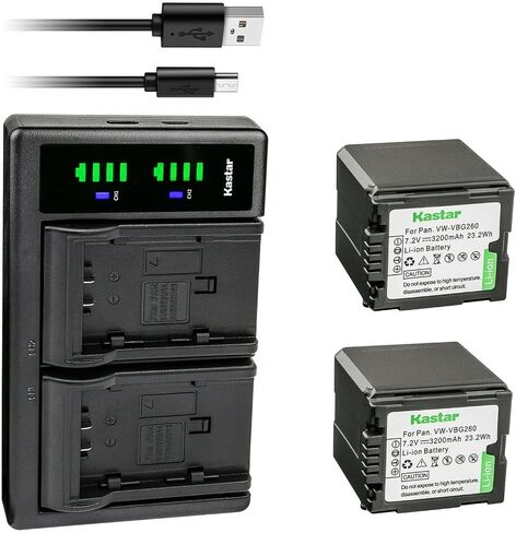 Kastar 4-Pack VW-VBG260 Battery and LTD2 USB Charger Replacement for Panasonic SDR-H90K, SDR-H90P, SDR-H90PC, SDR-H79, SDR-H79K, VDR-D50, VDR-D51, VDR-D210, VDR-D220, VDR-D230 Camera in Saudi Arabia