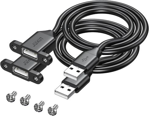 2Pack USB2.0 Male to Female Extension Cable 3FT with Ears can be Fixed Various Chassis/Cabinets/Panels USB Extender W/Screw nut for USB Panel Mount (USB Type-A, 3FT) in Kuwait