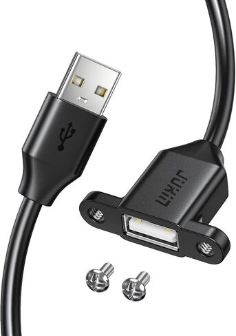 2Pack USB2.0 Male to Female Extension Cable 3FT with Ears can be Fixed Various Chassis/Cabinets/Panels USB Extender W/Screw nut for USB Panel Mount (USB Type-A, 3FT) in Kuwait