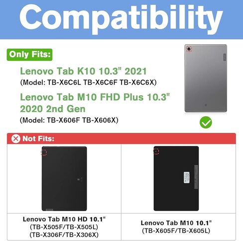 ProCase for Lenovo Tab K10 2021/M10 FHD Plus Case 10.3 Inch (2020 2nd Gen), Slim Smart Cover Stand Hard Shell Case for 10.3" Tab K10 TB-X6C6L TB-X6C6F TB-X6C6X/M10 Plus FHD TB-X606F TB-X606X –Black in Saudi Arabia