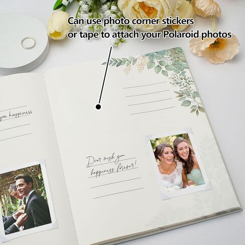 Vienrose Wedding Guest Book Polaroid Guest Book Photo سجل الزوار تسجيل الدخول في كتاب غطاء الكتان الشخصي 120 صفحة غلاف فني مع مبطن، استحمام الطفل البديل، حفلة، عيد ميلاد (10 "× 8" تقليدي) in Kuwait
