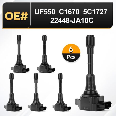 UF592 Ignition Coil Pack Compatible with BMW 128i 325Ci 328i 330Ci 335i 525i 528i 530i 535i 545i 550i 650i 745Li 750i 760i X3 X5 X6 M5 M6 Z4 Mini Cooper Replaces#C1638 12137594937(set of 6) in Saudi Arabia