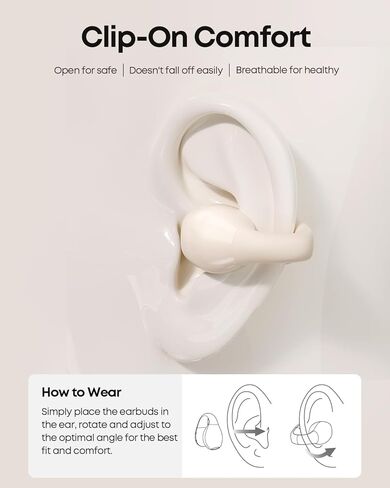سماعات أذن Langsdom ClipBuds Kids بلوتوث 5.3 للأطفال مع ميكروفون، سماعات رأس مريحة ملائمة للأذن المفتوحة، سماعات أذن لاسلكية آمنة بقدرة 85 ديسيبل، عمر بطارية 30 ساعة مع حقيبة شحن in Kuwait