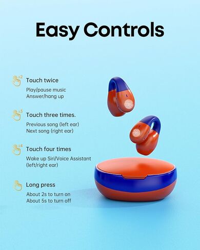 Langsdom ClipBuds Kids Bluetooth 5.3 Earbuds for Kids with Mic, Clip On Open-Ear Comfort Fit Headphones, 85dB Safe Volume Limit Wireless Earphones, 30H Battery Life with Charging Case in Saudi Arabia