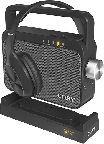 مضخم السمع اللاسلكي Coby ومكبر صوت التلفزيون مع حزمة سماعات الرأس السلكية من العلامة التجارية Coby | جهاز استماع تلفزيوني محمول بتقنية البلوتوث لكبار السن وضعاف السمع in Kuwait