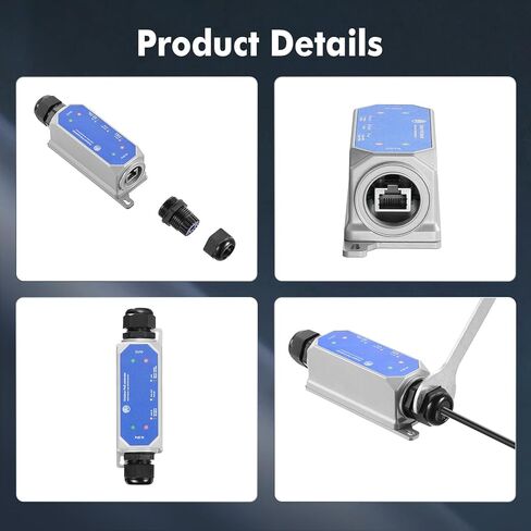 Outdoor IP67 Waterproof Gigabit PoE Passthrough Switch, 1 PoE in 1 PoE Out Extender, IEEE802.3af/at PoE Powered 30W, 10/100/1000Mbps Ethernet, Wall Mount Plug and Play in Kuwait